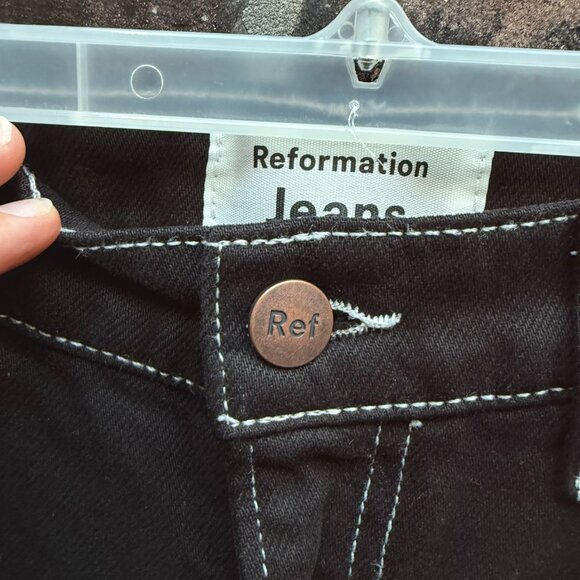 Reformation Black Jeans with White Stitching - Picture 3 of 4